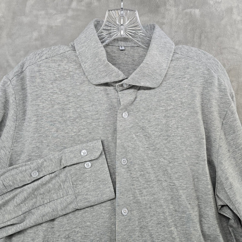 State and Liberty Button Down Mens Large Gray Stretch Cotton Long Sleeve Shirt